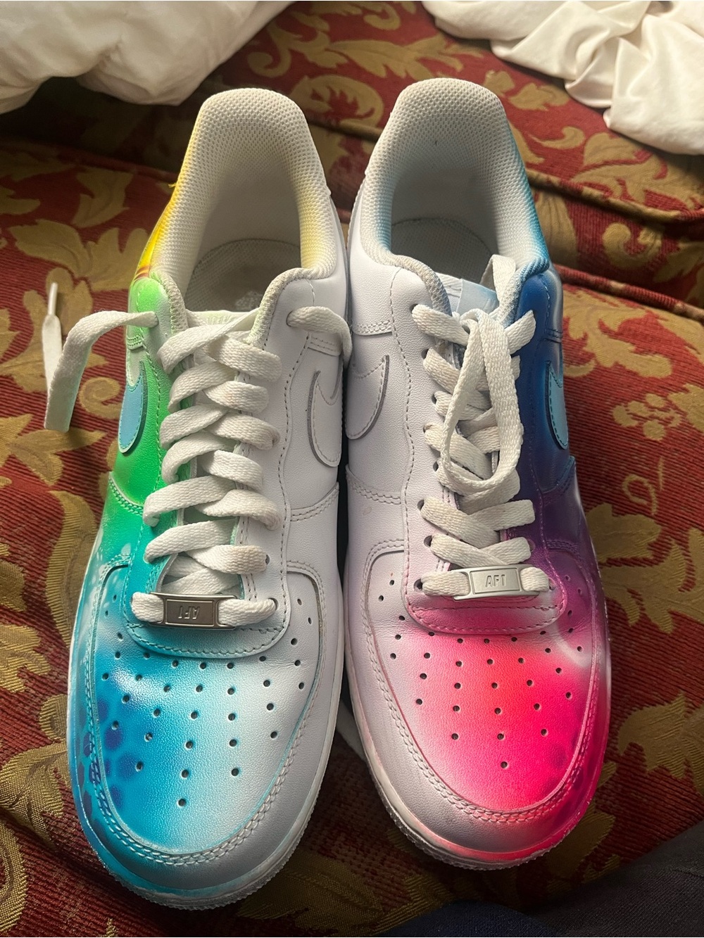 Nike Air Force 1 White with Rainbow Gradient Accents